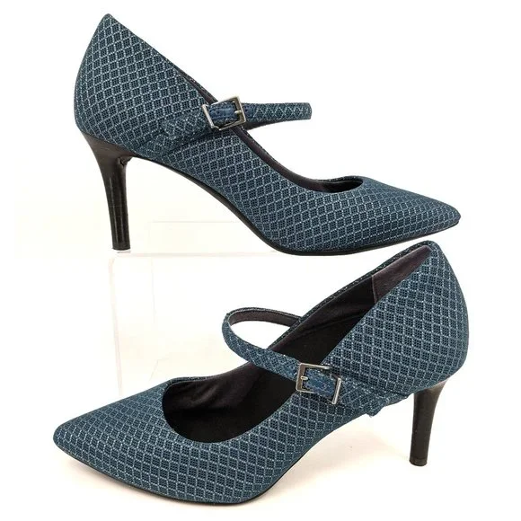 Betabrand Blue Patterned Mary Jane Pumps Size 7.5 - Picture 6 of 11